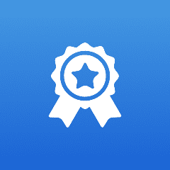 Star medal symbol on blue background