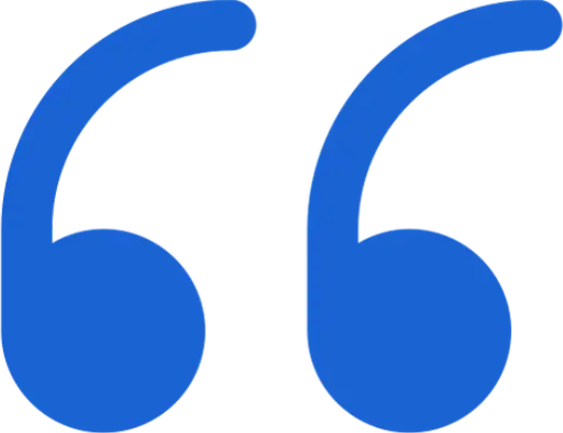 Blue quotation marks on black background